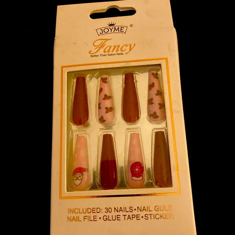 Fancy Christmas Nail Set - Red and Pink